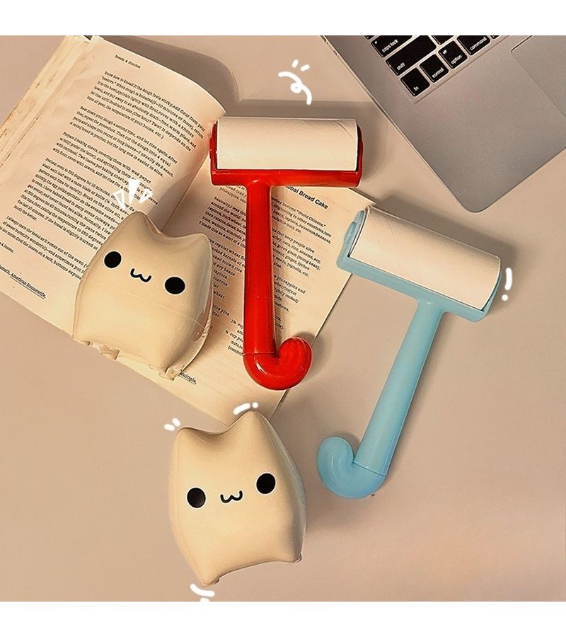1pc Cream Red Reusable Lint Roller With Removable Replacement For Clothes Hair Removal Home Sticking Artifact - Image 3