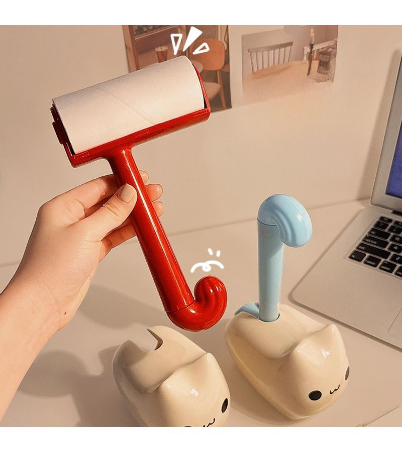 1pc Cream Red Reusable Lint Roller With Removable Replacement For Clothes Hair Removal Home Sticking Artifact - Image 4