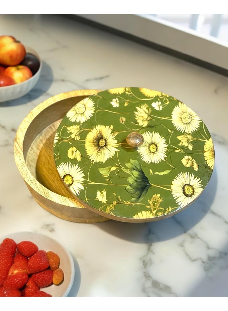 صندوق روتي من خشب الآسوود/صندوق الشاباتي/صندوق حاوية خشبية/طاجن خشبي للمطبخ/هدية ديوالي. - Image 2