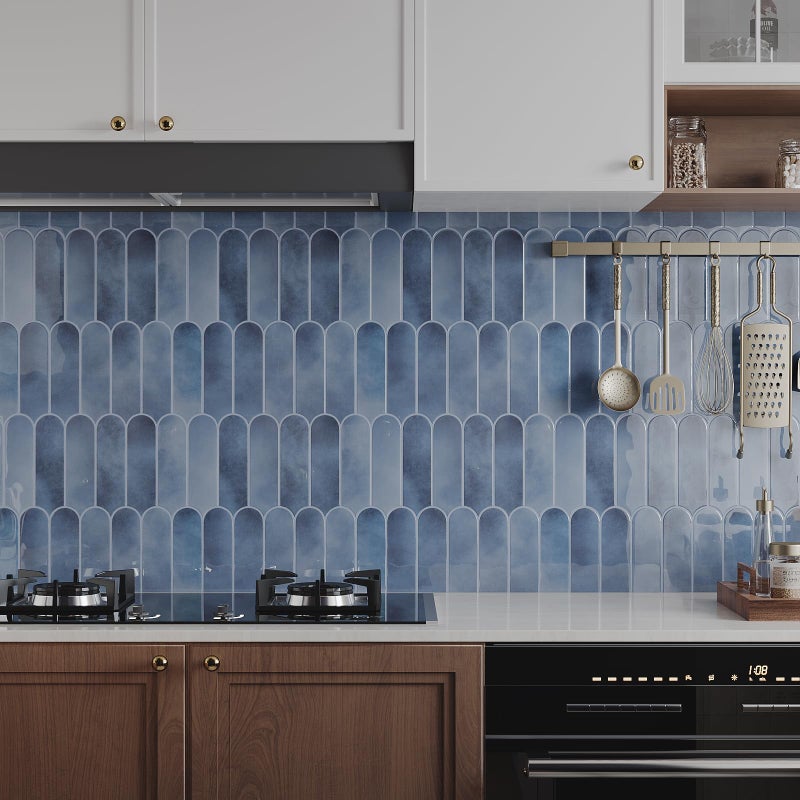 VaryPaper 20 Sheets Kitchen Backsplash Tiles Peel and Stick Back Splash Blue Tile Waterproof Self Adhesive Vinyl Backsplash Sticky Tiles for Walls Removable Laundry Room Bathroom Wall Tile 12''x12'' - Image 2