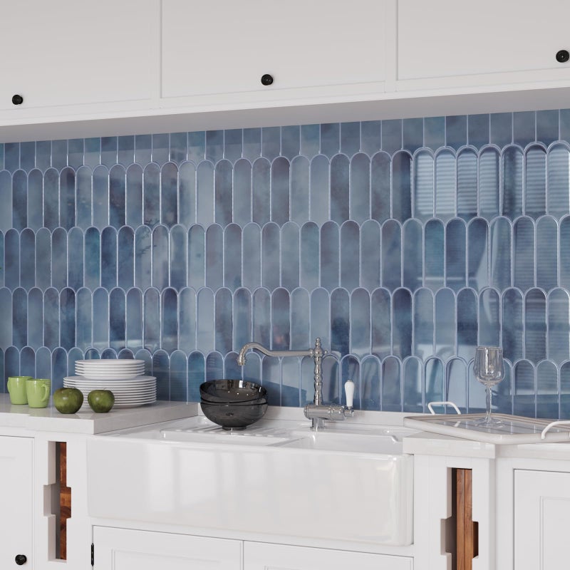 VaryPaper 20 Sheets Kitchen Backsplash Tiles Peel and Stick Back Splash Blue Tile Waterproof Self Adhesive Vinyl Backsplash Sticky Tiles for Walls Removable Laundry Room Bathroom Wall Tile 12''x12'' - Image 5