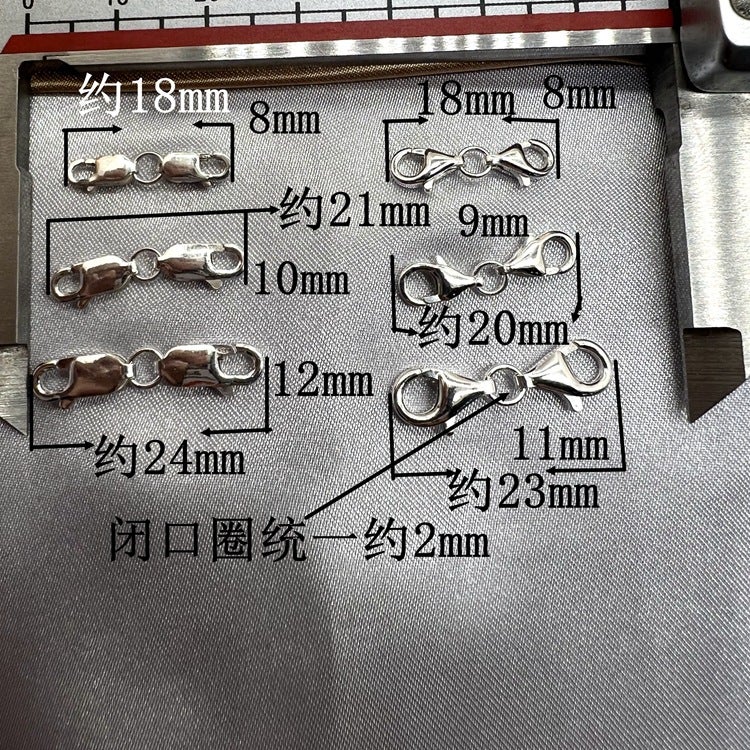 S925 Sterling Silver Double-Headed Spring Square Buckle Lobster Drip Buckle Safety Connection Extended Diy Necklace Bracelet Buckle Accessories - Image 3