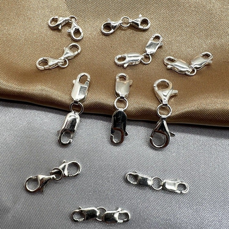 S925 Sterling Silver Double-Headed Spring Square Buckle Lobster Drip Buckle Safety Connection Extended Diy Necklace Bracelet Buckle Accessories - Image 4