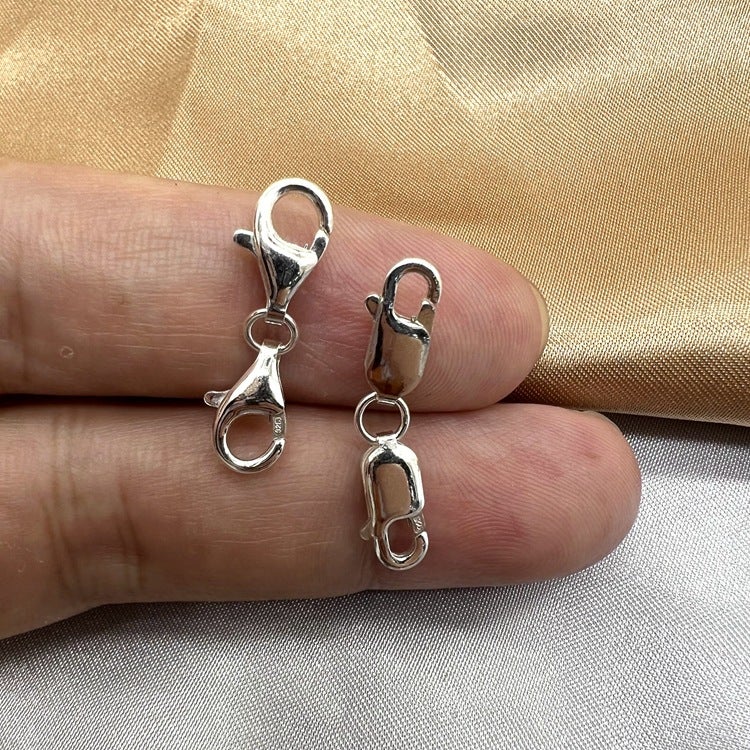 S925 Sterling Silver Double-Headed Spring Square Buckle Lobster Drip Buckle Safety Connection Extended Diy Necklace Bracelet Buckle Accessories - Image 5