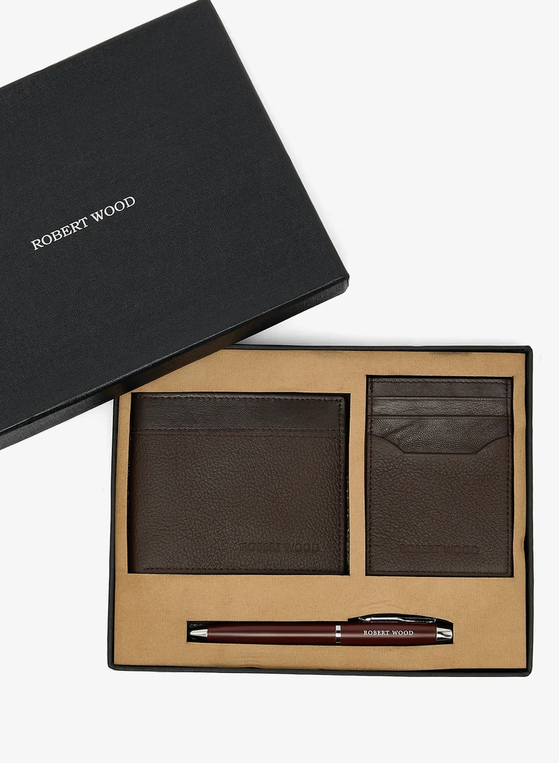 Robert Wood  Genuine leather wallet, card holder & pen gift set for Men | Best Price UAE