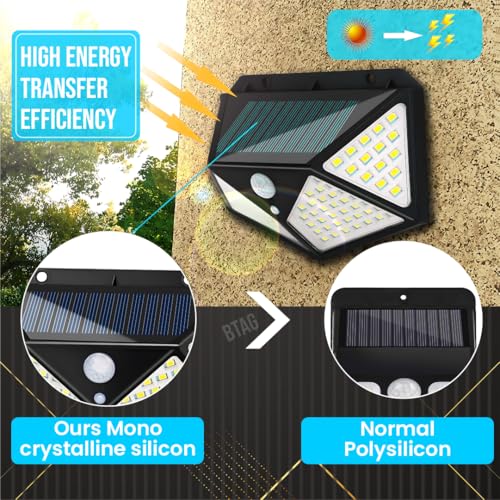 Btag Solar Motion Sensor Sun-Powered LED Wall Light | 1W Wireless Waterproof LED Outdoor Lamp with 120 Degrees Angle Lighting | Wall-Mounted Security Light for Garden, Garage, Pathway,Yard (Pack of 1) - Image 3