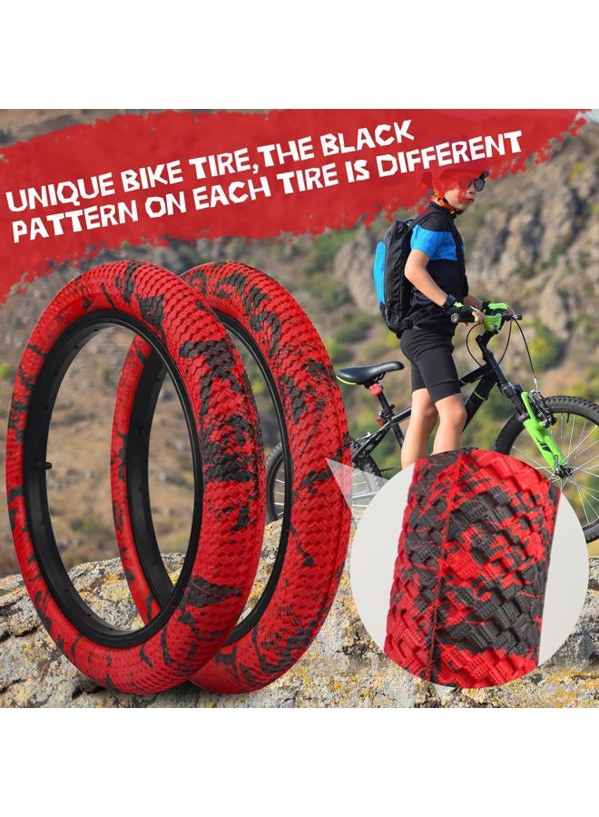 WEEROCK Bike Tire 16 Inch Tires 2 Pack 16 x 2.1 Folding Bead Replacement Tyre with 16 Inch Inner Tubes for 16 Inch Bicycles, Kid Bike, MTB, Mountain Bike, BMX, Red Black - Image 3