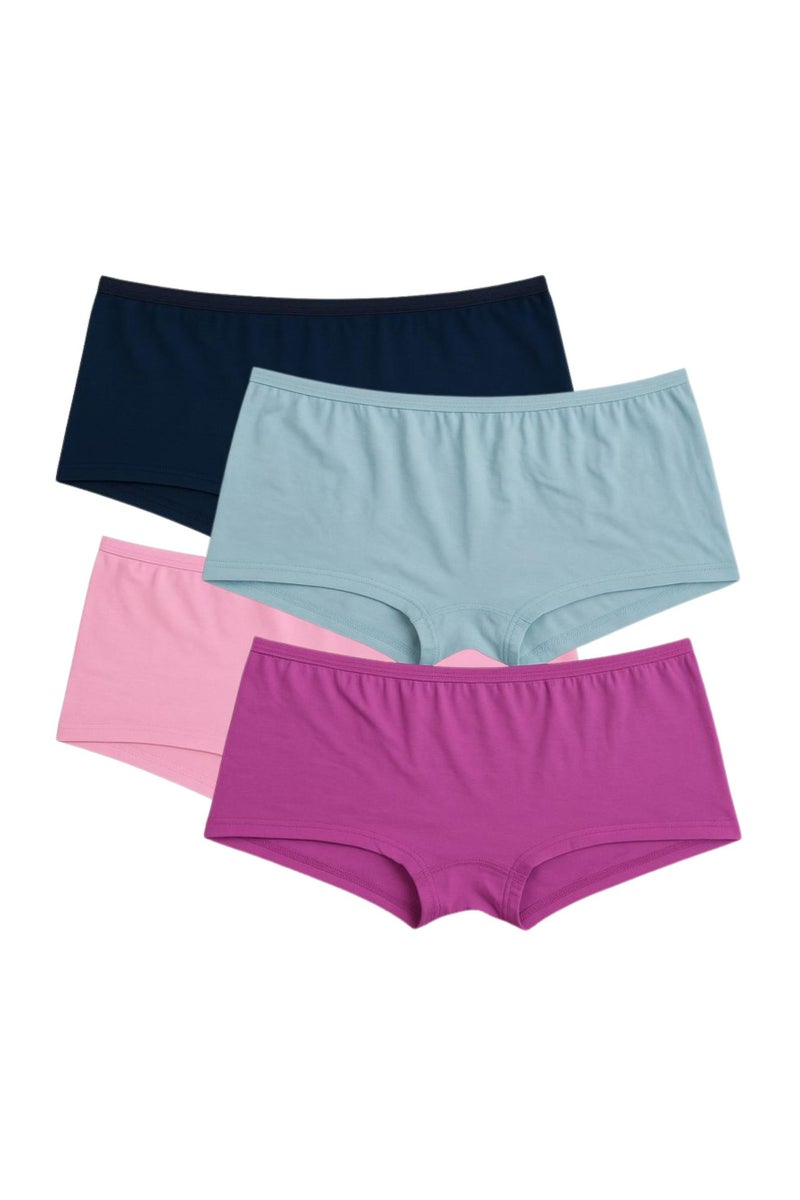 Dice Pack of 4 Women's Comfy Plain Cotton Hot Short Underwear - Image 1