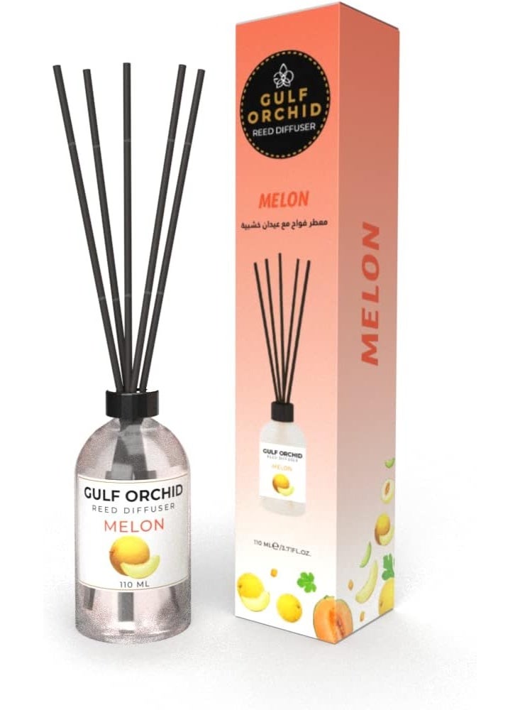 Gulf Orchid Melon Reed Diffuser Aromatherapy Air Freshener Fragrance - Perfect for Home, Livingroom, Bedroom, Toilet, Closet & Office - 110 ml - Image 1