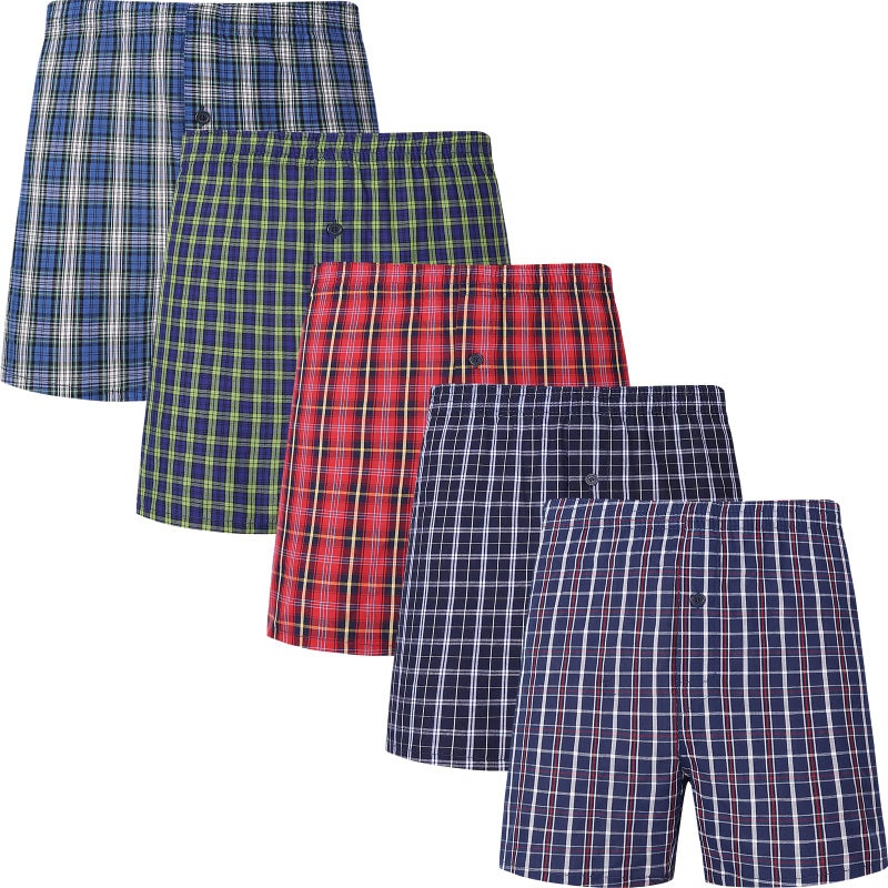 JupiterSecret Men's 100% Cotton Boxer Shorts, Men's Classic Fit Woven Underwear, 5 Pack / 10 Pack - Image 1