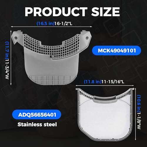 Romalon ADQ56656401 Dryer Lint Filter Stainless Steel Mesh With MCK49049101 Lint Trap Cover Housing For LG & Kenmore Dryer Lint Screen Replacement - Image 2