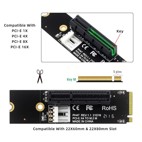 NFHK PCBA M.2 NGFF NVMe M-Key Extender to PCI-E X1 X4 X8 X16 Graphics Card Riser Adapter PCI-Express for M2 2260 2280 - Image 4