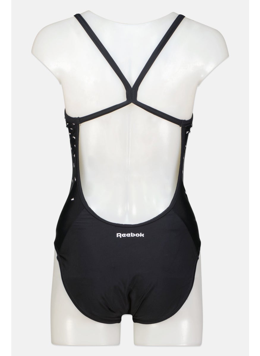 Reebok - Women Allover Print One Piece Swimwear, Black - Image 1
