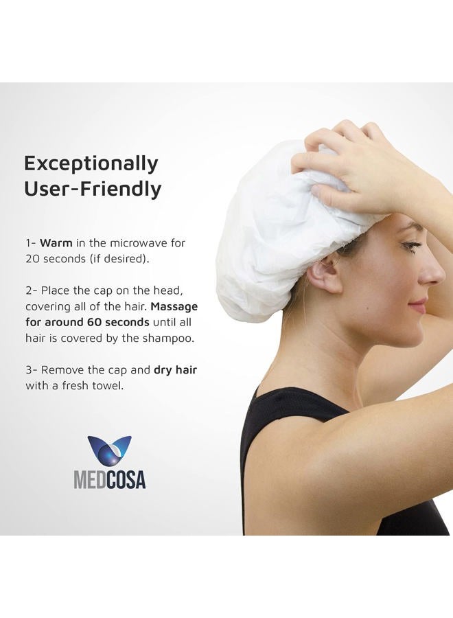 Medcosa No Rinse Shampoo Caps - Waterless Shampoo and Conditioner Hair Wash Cap - Dry Hair Washing Aids with Aloe Vera and Vitamins - Pack of 5 Rinse Free No Water Shower Caps - Image 3