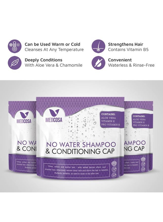 Medcosa No Rinse Shampoo Caps - Waterless Shampoo and Conditioner Hair Wash Cap - Dry Hair Washing Aids with Aloe Vera and Vitamins - Pack of 5 Rinse Free No Water Shower Caps - Image 5