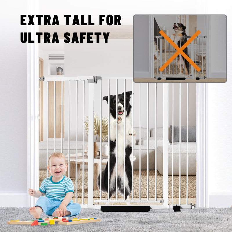 Rgqphantom 41" Tall Safety Pet Gate,Adjustable 29.92"-43.71" Wide,No Drilling Pressure Mount Kit,Auto Close Cat Gate Suitable for Stairs,Doorways,White (29.92"-43.71" W) - Image 4