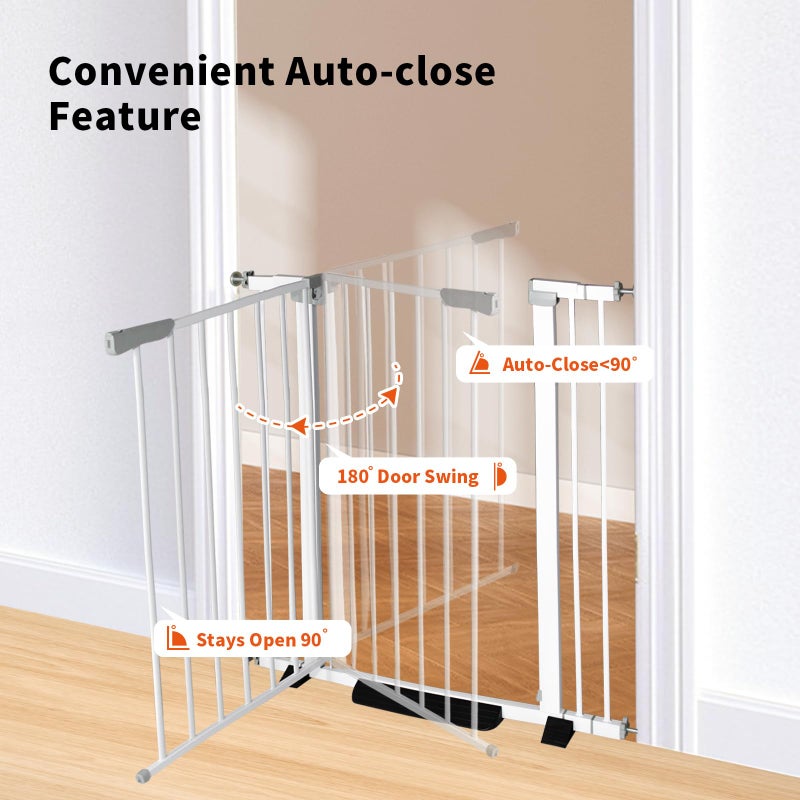 Rgqphantom 41" Tall Safety Pet Gate,Adjustable 29.92"-43.71" Wide,No Drilling Pressure Mount Kit,Auto Close Cat Gate Suitable for Stairs,Doorways,White (29.92"-43.71" W) - Image 3