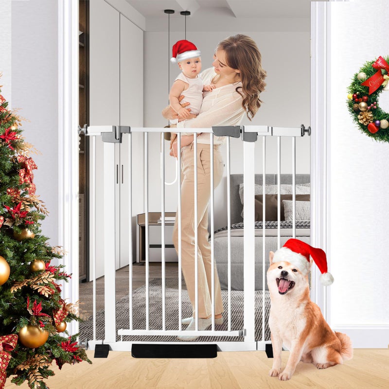 Rgqphantom 41" Tall Safety Pet Gate,Adjustable 29.92"-43.71" Wide,No Drilling Pressure Mount Kit,Auto Close Cat Gate Suitable for Stairs,Doorways,White (29.92"-43.71" W) - Image 1