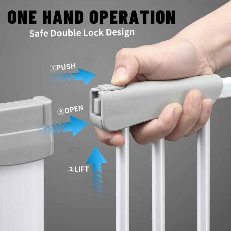 Rgqphantom 41" Tall Safety Pet Gate,Adjustable 29.92"-43.71" Wide,No Drilling Pressure Mount Kit,Auto Close Cat Gate Suitable for Stairs,Doorways,White (29.92"-43.71" W) - Image 5