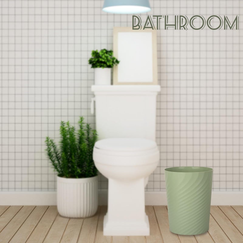 UUJOLY Plastic Small Trash Can Wastebasket, Garbage Container Basket for Bathrooms, Laundry Room, Kitchens, Offices, Kids Rooms, Dorms, 3.5 Gallon, Mint Green - Image 2