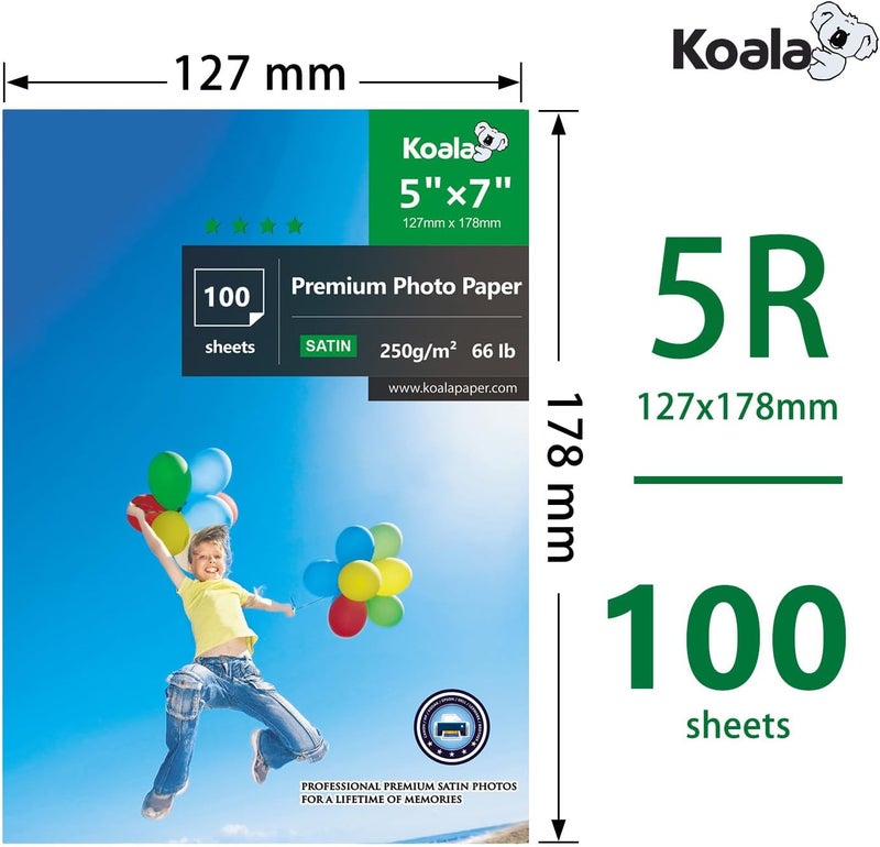 KOALA Inkjet Satin/Oyster Photo Paper 18x13cm 250gsm 100 Sheets Premium Satin Resin Coated for Canon HP Epson Inkjet Printers - Image 3