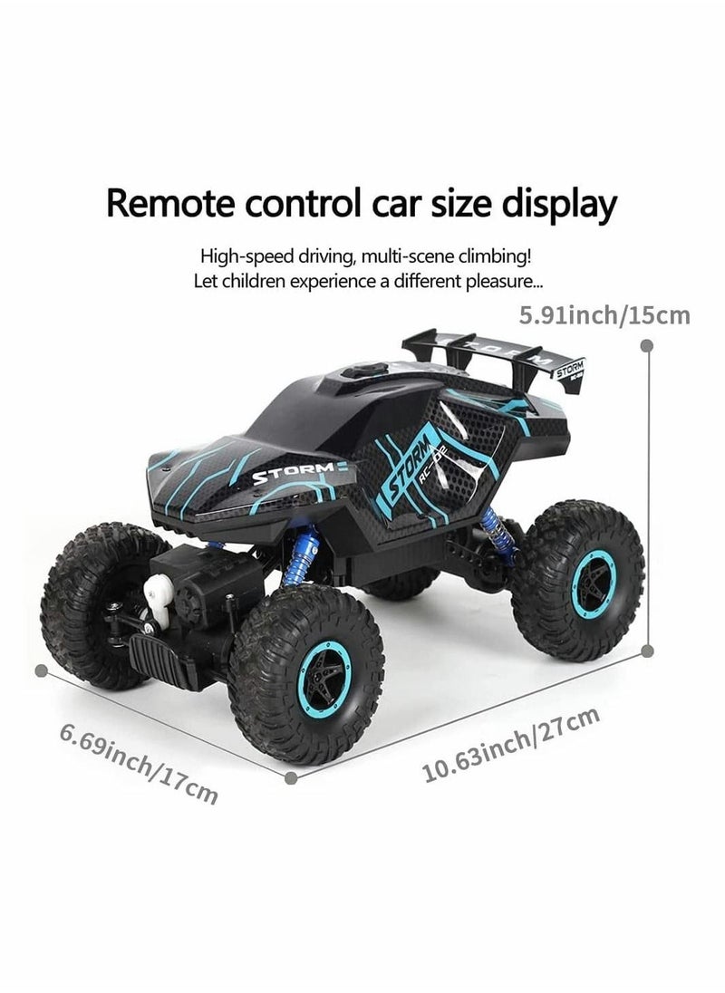 سيارات التحكم عن بعد RC مقاس 1/16 4WD للطرق الوعرة، شاحنة وحش لجميع التضاريس بتردد 2.4GHz مع ضوء ضباب خلفي 5 أوضاع إضاءة LED، بطاريتين للعب لمدة 60 دقيقة، سيارة لعبة للأولاد - Image 2