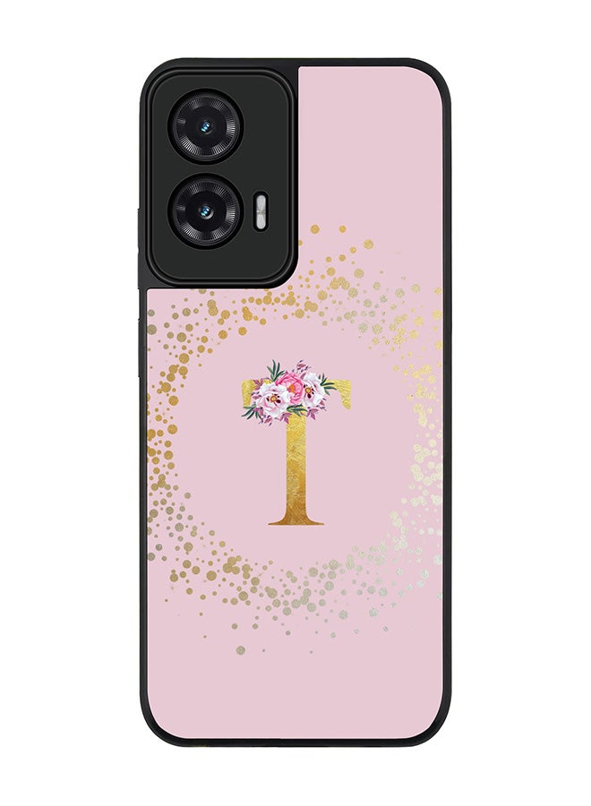 Stylizedd For Motorola Moto G35 Case,Slim fit Camera Protection, Shockproof Thin Phone cover  - Custom Monogram Floral - T  (Pink )