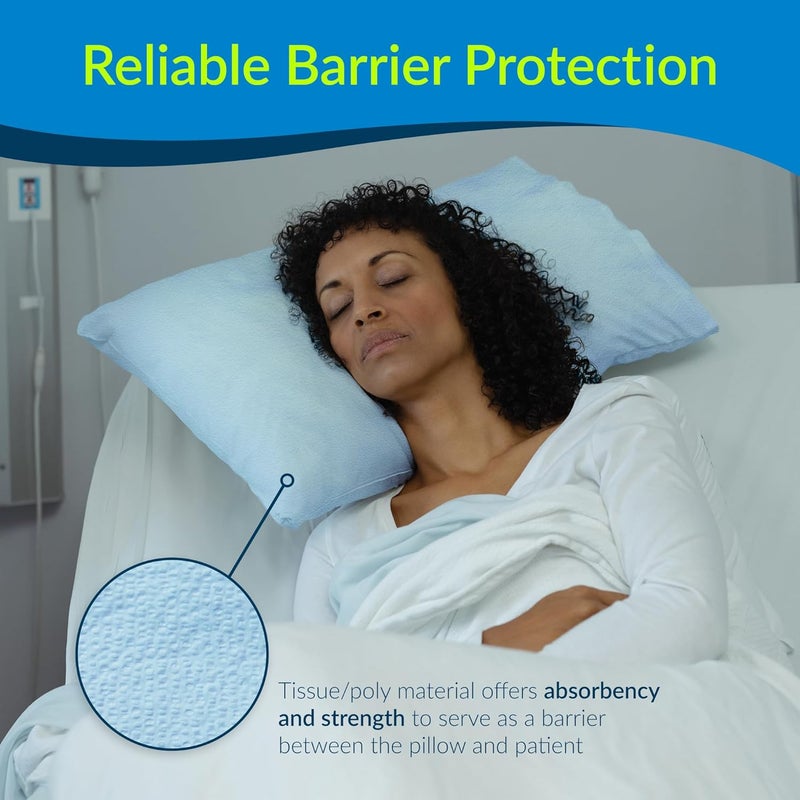 Tidi Avalon 703 Disposable Pillowcases Blue 21 Wide x 30 Long Pack of 100  SingleUse Pillowcases  Tissue with Poly Back To Help Prevent LeakThrough  Pebble Embossed  Medical Supplies - Image 5