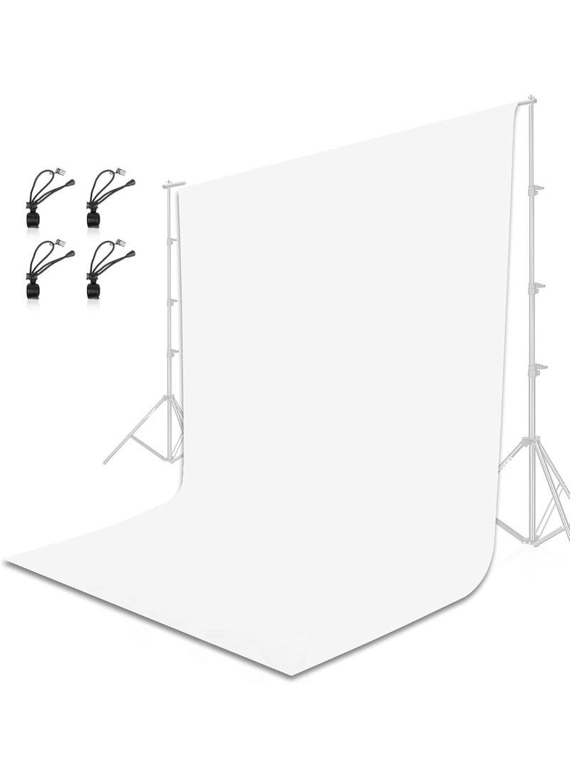 3 x 2 m Photography White Backdrops for Wall Mounted Setup Photoshoot Pure White Screen Cloth Sheet Background Zoom Polyester Photo Back Drop Pack for Party Photo Video Shoot