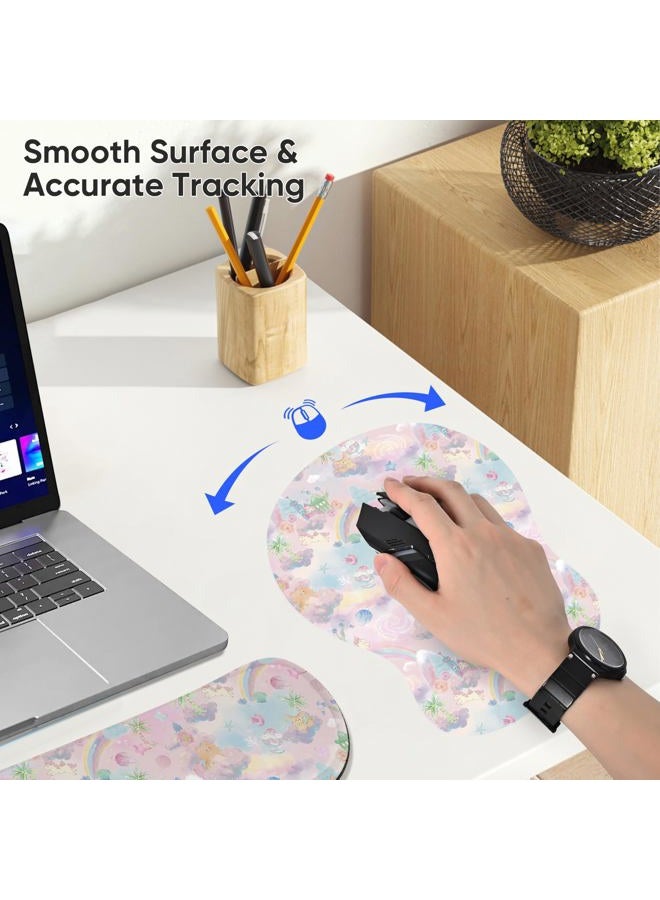 WINTOJO Wrist Rest Support for Mouse Pad Keyboard Set Circle Coaster Gaming Mouse Pad Ergonomic Gel Memory Foam Set for Computer, Laptop, Office, Pain Relief, Comfortably Typing Cute KM-37 - Image 4