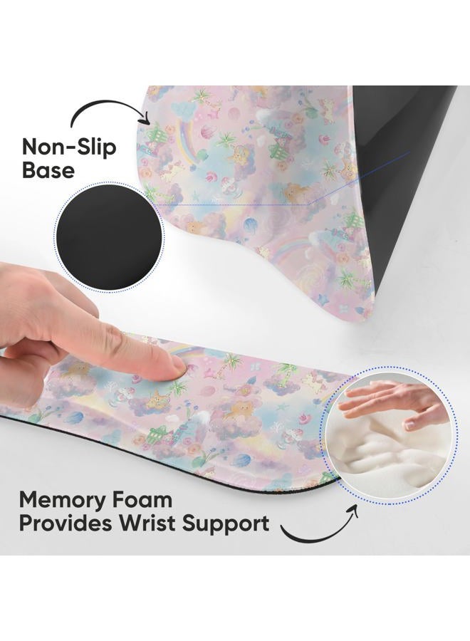 WINTOJO Wrist Rest Support for Mouse Pad Keyboard Set Circle Coaster Gaming Mouse Pad Ergonomic Gel Memory Foam Set for Computer, Laptop, Office, Pain Relief, Comfortably Typing Cute KM-37 - Image 3