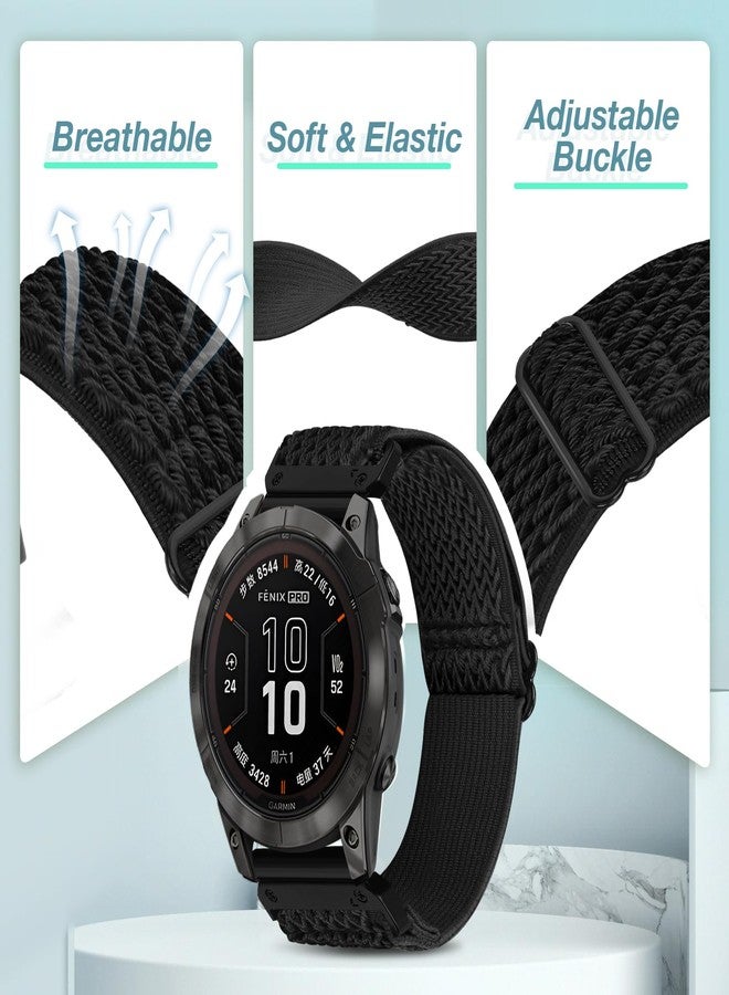 Acortjl 26mm Elastic Watch Bands Compatible for Garmin Fenix 8 51mm/Tactix 8 51mm/Enduro/2X/epix Pro 51mm, Quickfit Nylon Band for Fenix 7X/6X Pro/5X Plus/3/Tactix/Descent MK2i Smartwatches - Image 5