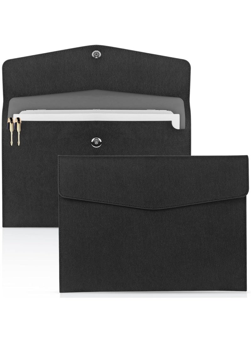PU Leather A4 File Folder – Waterproof Portfolio Document Envelope with Snap Button, Stylish Organizer for Office, School & Travel, 1 Pack - Image 1