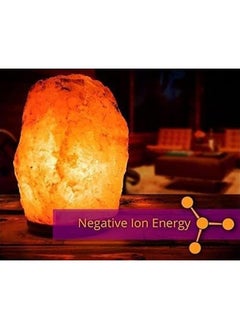 HOOKOR Himalayan Salt Lamp 6-8” (4-7 lb) with Dimmer Switch - All Natural and Handcrafted with Wooden Base and an Extra Bulb (7-8”)  - Image 3