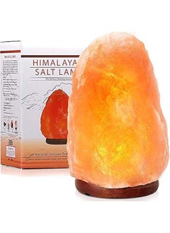 HOOKOR Himalayan Salt Lamp 6-8” (4-7 lb) with Dimmer Switch - All Natural and Handcrafted with Wooden Base and an Extra Bulb (7-8”)  - Image 1