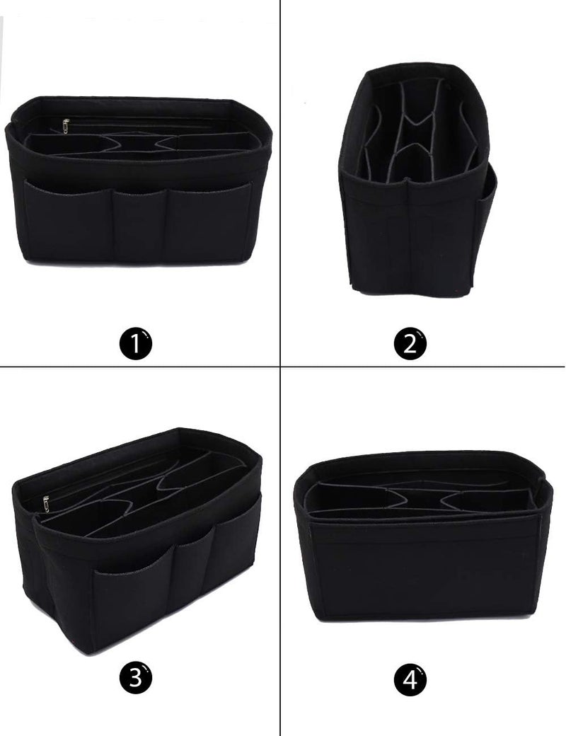 LEXSION Custom sizing alternatives Felt Insert Fabric Purse Organizer, Bag Insert with Zipper Inner Pocket Fits Neverfull Speedy 8010 Black All user friendly build - Image 4