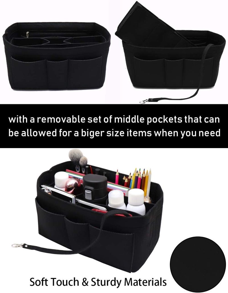 LEXSION Custom sizing alternatives Felt Insert Fabric Purse Organizer, Bag Insert with Zipper Inner Pocket Fits Neverfull Speedy 8010 Black All user friendly build - Image 2
