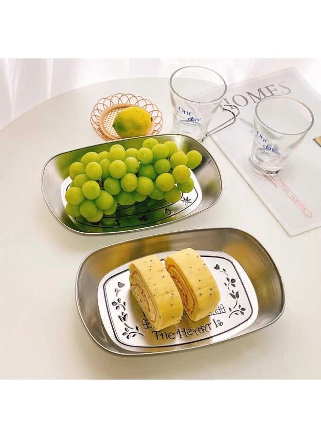 بينكساما لوحات الحلوى من الفولاذ المقاوم للصدأ 5 قطعة ، لوحات العشاء ، لوحات الوجبات الخفيفة ، علون الفواكه ، وصنادين النزهة للتخزين - Image 4