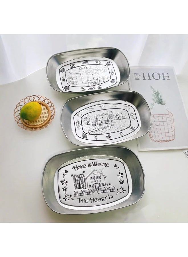 بينكساما لوحات الحلوى من الفولاذ المقاوم للصدأ 5 قطعة ، لوحات العشاء ، لوحات الوجبات الخفيفة ، علون الفواكه ، وصنادين النزهة للتخزين - Image 2