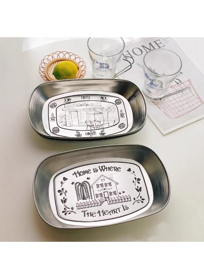 بينكساما لوحات الحلوى من الفولاذ المقاوم للصدأ 5 قطعة ، لوحات العشاء ، لوحات الوجبات الخفيفة ، علون الفواكه ، وصنادين النزهة للتخزين - Image 3