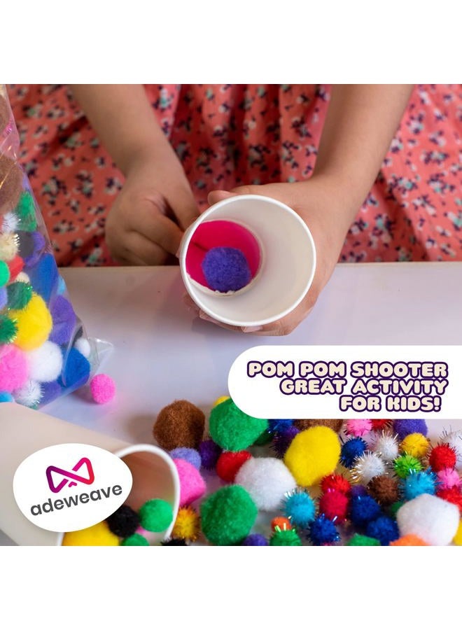 Adeweave 1000 Assorted Craft pom poms – Multicolor Bulk pom poms Arts and Crafts, Pompoms for Crafts in Assorted Size- Soft and Fluffy Puff Balls, Large Colored Cotton Balls for Home and School - Image 5