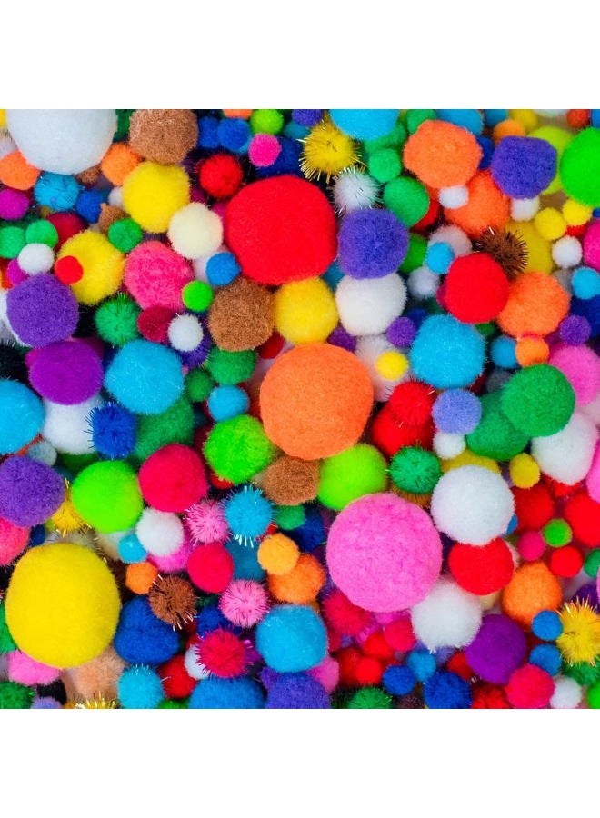 Adeweave 1000 Assorted Craft pom poms – Multicolor Bulk pom poms Arts and Crafts, Pompoms for Crafts in Assorted Size- Soft and Fluffy Puff Balls, Large Colored Cotton Balls for Home and School - Image 1