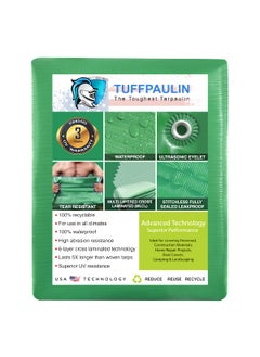 TUFFPAULIN TUFFPAULIN 12FT X 9FT 120 GSM Green Heavy Duty Tarpaulin Tirpal Tadpatri Tharpai Thadika Extra Strong Eyelets UV Resistant 100 Waterproof Virgin 6 Layer MLCL 3D Rib Technology1 No  - Image 2