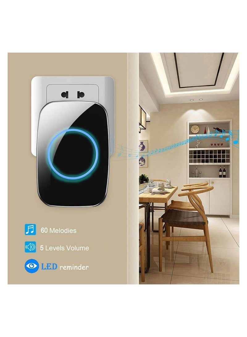 Wireless Doorbell, Waterproof Door Bell Kit, Distinguish front and rear doors, Over 1000 feet Range and 60 Chime, 5 Levels Volume and LED Flash, for Home Office Classroom - Image 5