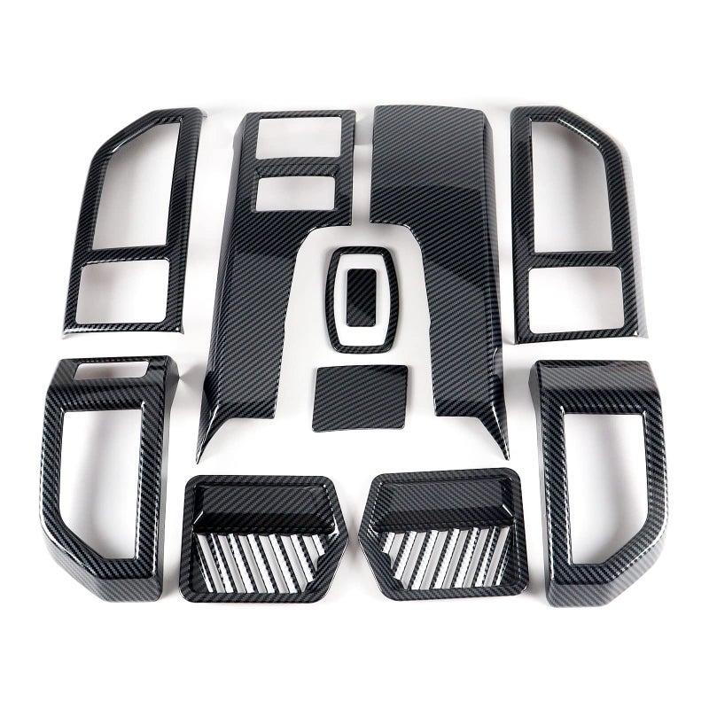 7PCS Carbon Fiber Air Conditioner Vent Cover AC Outlet Trim Central Console Dashboard Middle On Both Sides Outlet Interior Headlight Adjustment Frame Compatible with Ford F150 20152020