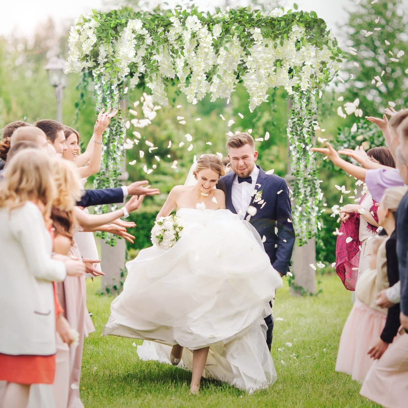 Findosom Wisteria Artificial Flowers Garland, 5Pcs Total 36FT White Wisteria Hanging Flowers, Flower Garland Decorations for Home Garden Outdoor Ceremony Wedding Arch Decoration - Image 5