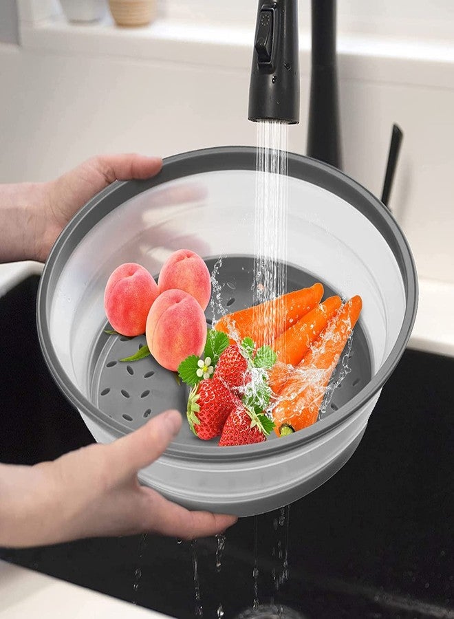 CORYTAO 10.5" Microwave Splatter Cover for Food with 10" Mat, Collapsible & Vented Silicone Splatter Guard Lid with Handle Kitchen Gadget, Grey - Image 4