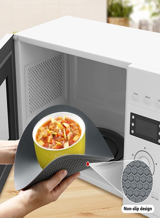 CORYTAO 10.5" Microwave Splatter Cover for Food with 10" Mat, Collapsible & Vented Silicone Splatter Guard Lid with Handle Kitchen Gadget, Grey - Image 5