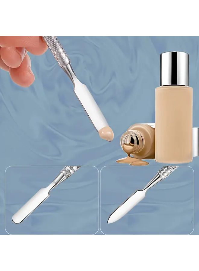 4pcs Silvery Stainless Steel Makeup Spatulas Professional Cosmetic Long Facial Mixing Sticks Fine Workmanship Stylish Durable - Image 1