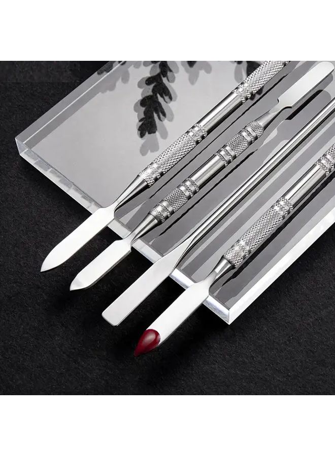 4pcs Silvery Stainless Steel Makeup Spatulas Professional Cosmetic Long Facial Mixing Sticks Fine Workmanship Stylish Durable - Image 2